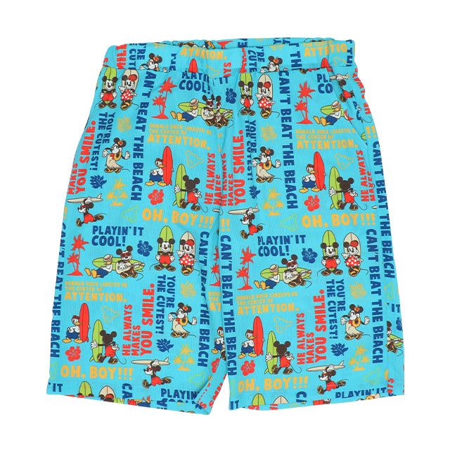 【ベビードール】ミッキーフレンズ 親子お揃い 総柄リゾートハーフパンツ 9493A（トップス別売） / 大人 ユニセックス 男女兼用 ボトム 半ズボン 短パン 親子コーデ リンクコーデ ペアルック ウエスト総ゴム ゴム穴付き 速乾 ミッキー ミニー ドナルド