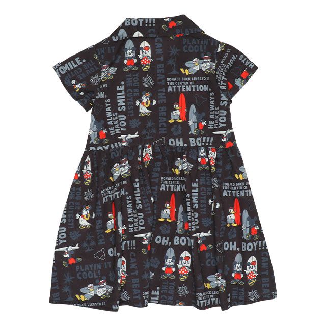【ベビードール】ミッキーフレンズ 親子お揃い 総柄リゾートワンピース 9494K / ベビーサイズ キッズ ワンピ スカート シャツ 半袖 羽織り 親子コーデ リンクコーデ ペアルック 速乾 ミッキー ミニー ドナルド
