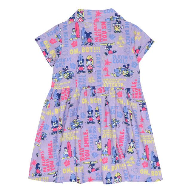 【ベビードール】ミッキーフレンズ 親子お揃い 総柄リゾートワンピース 9494K / ベビーサイズ キッズ ワンピ スカート シャツ 半袖 羽織り 親子コーデ リンクコーデ ペアルック 速乾 ミッキー ミニー ドナルド