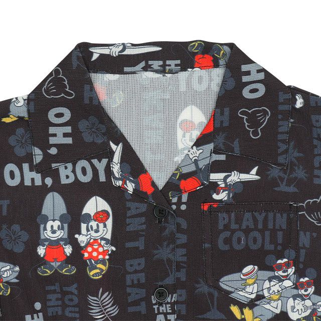 【ベビードール】ミッキーフレンズ 親子お揃い 総柄リゾートワンピース 9494K / ベビーサイズ キッズ ワンピ スカート シャツ 半袖 羽織り 親子コーデ リンクコーデ ペアルック 速乾 ミッキー ミニー ドナルド