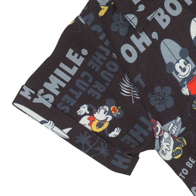 【ベビードール】ミッキーフレンズ 親子お揃い 総柄リゾートワンピース 9494K / ベビーサイズ キッズ ワンピ スカート シャツ 半袖 羽織り 親子コーデ リンクコーデ ペアルック 速乾 ミッキー ミニー ドナルド