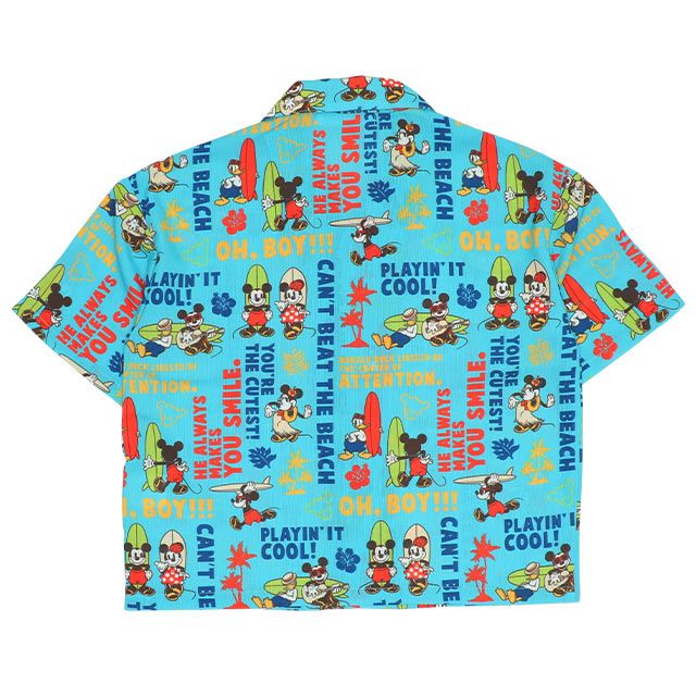 【ベビードール】ミッキーフレンズ 親子お揃い 総柄リゾートシャツ 9495K（ボトムス別売） / ベビーサイズ キッズ トップス 半袖 シャツ 羽織り 親子コーデ リンクコーデ ペアルック 速乾 ミッキー ミニー ドナルド