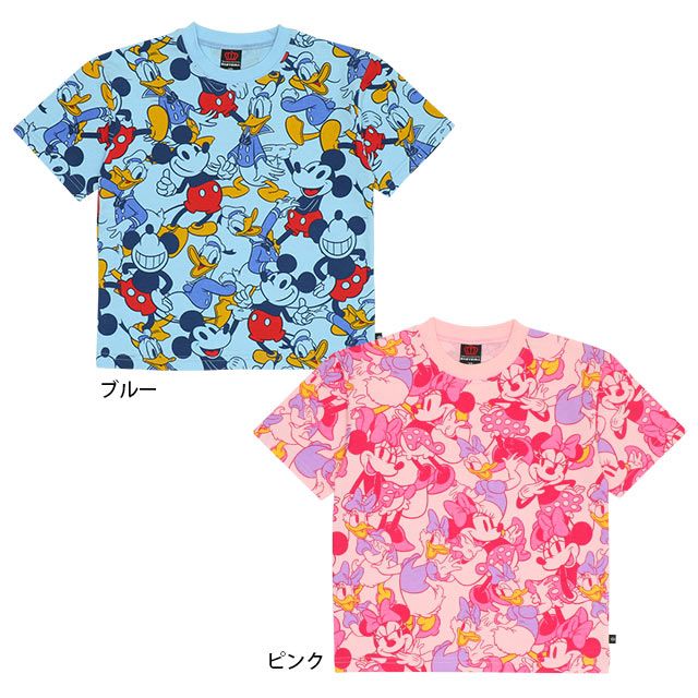 【ベビードール】ミッキー ドナルド 親子お揃い 総柄Tシャツ 9532K / ベビーサイズ キッズ リンクコーデ ペアルック 親子コーデ トップス 半袖
