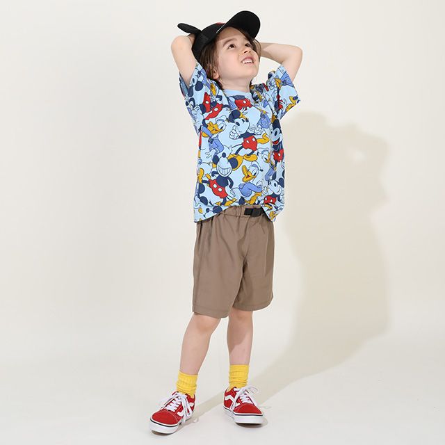 【ベビードール】ミッキー ドナルド 親子お揃い 総柄Tシャツ 9532K / ベビーサイズ キッズ リンクコーデ ペアルック 親子コーデ トップス 半袖