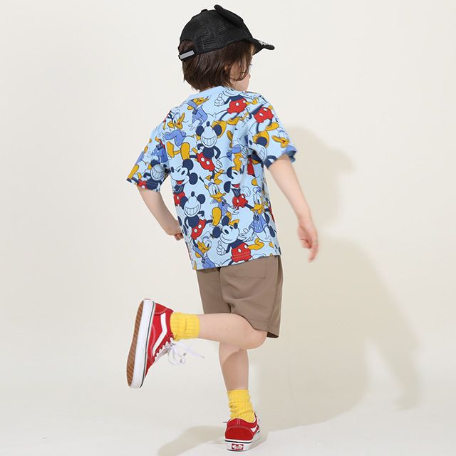 【ベビードール】ミッキー ドナルド 親子お揃い 総柄Tシャツ 9532K / ベビーサイズ キッズ リンクコーデ ペアルック 親子コーデ トップス 半袖