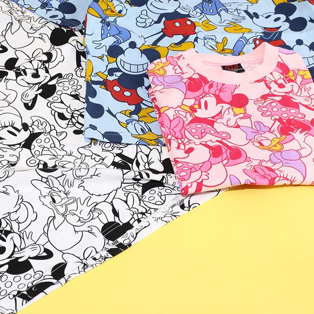 【ベビードール】ミニー デイジー 親子お揃い 総柄Tシャツ 9532K / ベビーサイズ キッズ リンクコーデ ペアルック 親子コーデ トップス 半袖