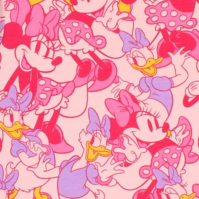 【ベビードール】ミニー デイジー 親子お揃い 総柄Tシャツ 9532K / ベビーサイズ キッズ リンクコーデ ペアルック 親子コーデ トップス 半袖