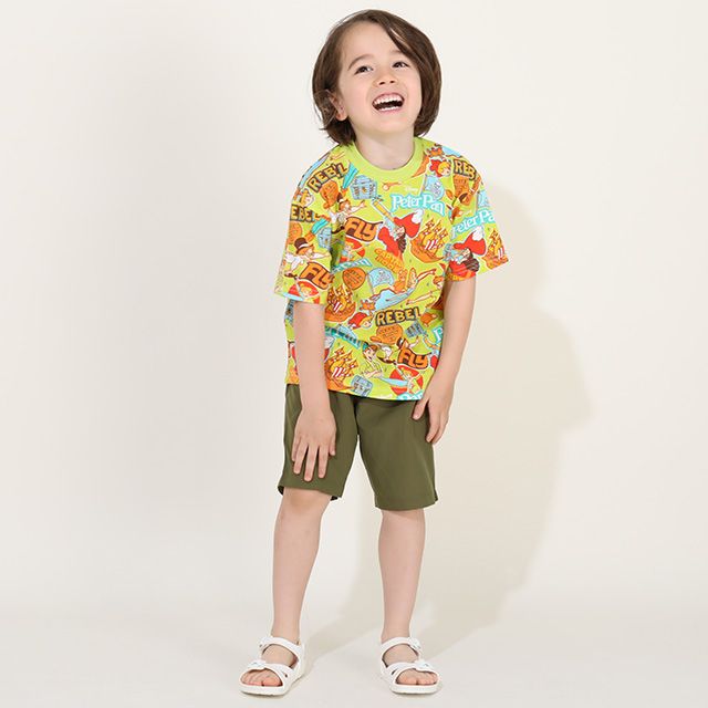 【ベビードール】ピーター・パン 親子お揃い ステッカー風総柄Tシャツ 9534K / キッズ リンクコーデ ペアルック 親子コーデ トップス 半袖 天竺素材