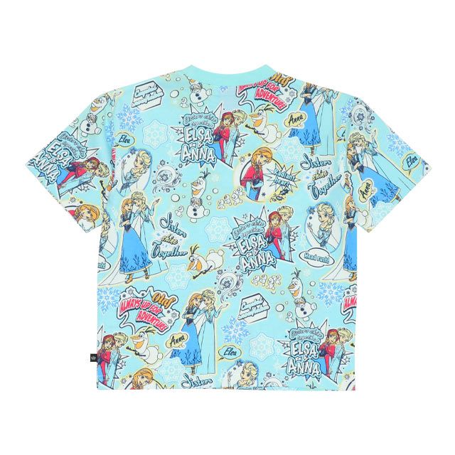 【ベビードール】アナ エルサ オラフ 親子お揃い ステッカー風総柄Tシャツ 9534K / キッズ リンクコーデ ペアルック 親子コーデ トップス 半袖 天竺素材