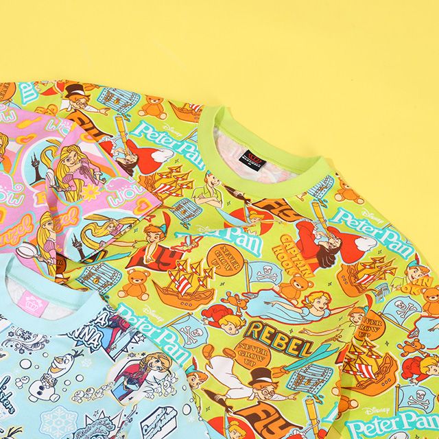 【ベビードール】ラプンツェル 親子お揃い ステッカー風総柄Tシャツ 9534K / キッズ リンクコーデ ペアルック 親子コーデ トップス 半袖 天竺素材