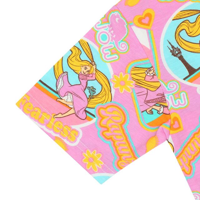 【ベビードール】ラプンツェル 親子お揃い ステッカー風総柄Tシャツ 9534K / キッズ リンクコーデ ペアルック 親子コーデ トップス 半袖 天竺素材