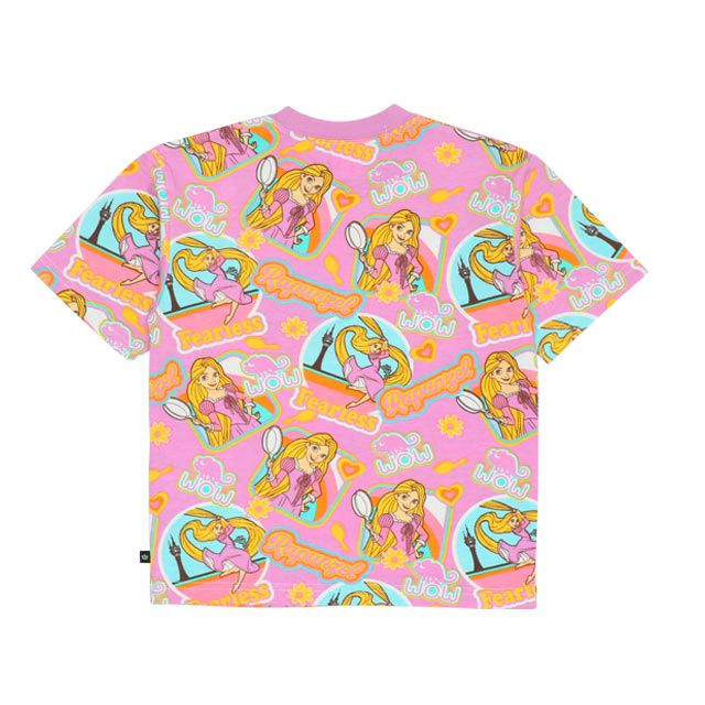 【ベビードール】ラプンツェル 親子お揃い ステッカー風総柄Tシャツ 9534K / キッズ リンクコーデ ペアルック 親子コーデ トップス 半袖 天竺素材