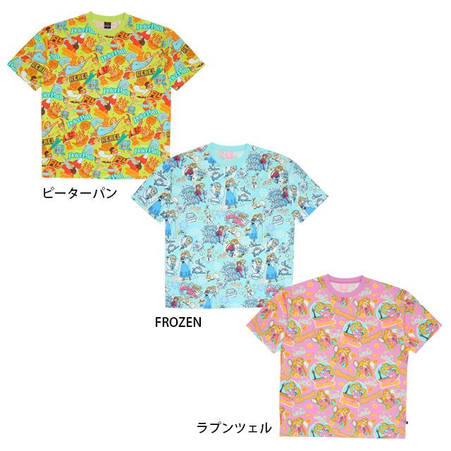 【ベビードール】ピーター・パン 親子お揃い ステッカー風総柄Tシャツ 9534A / 大人 ユニセックス 男女兼用 リンクコーデ ペアルック 親子コーデ トップス 半袖 天竺素材