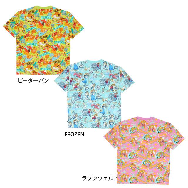 【ベビードール】ピーター・パン 親子お揃い ステッカー風総柄Tシャツ 9534A / 大人 ユニセックス 男女兼用 リンクコーデ ペアルック 親子コーデ トップス 半袖 天竺素材