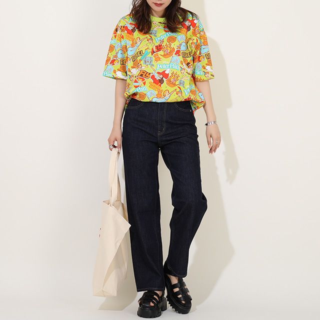 【ベビードール】ピーター・パン 親子お揃い ステッカー風総柄Tシャツ 9534A / 大人 ユニセックス 男女兼用 リンクコーデ ペアルック 親子コーデ トップス 半袖 天竺素材