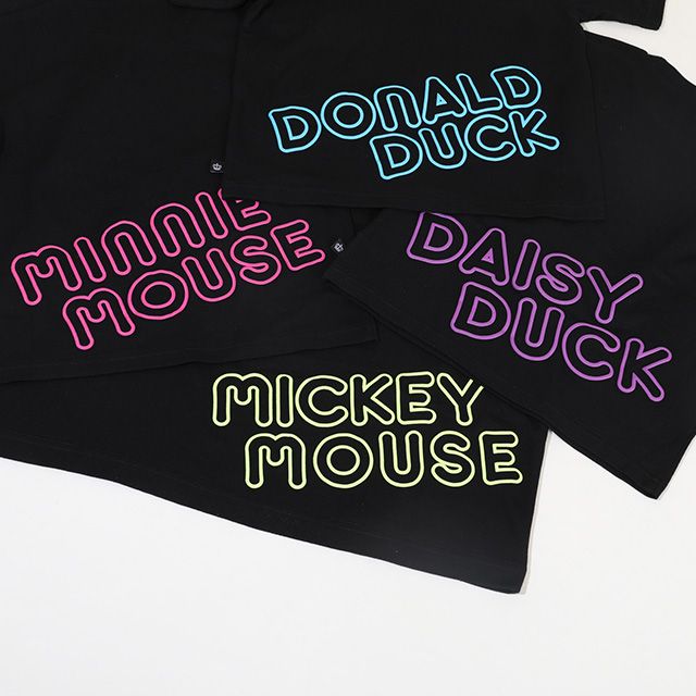 【ベビードール】ミッキー 親子お揃い ネオン発泡Tシャツ 9536K / ベビーサイズ キッズ リンクコーデ ペアルック 親子コーデ トップス 半袖 天竺素材 発泡プリント