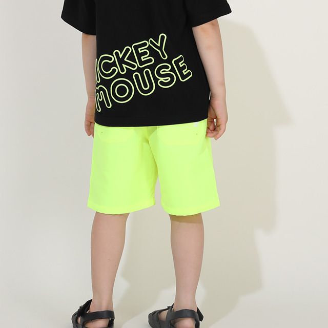 【ベビードール】ミッキー 親子お揃い ネオン発泡Tシャツ 9536K / ベビーサイズ キッズ リンクコーデ ペアルック 親子コーデ トップス 半袖 天竺素材 発泡プリント