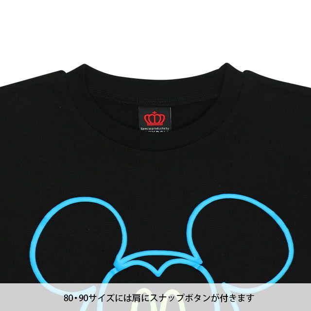 【ベビードール】ミニー 親子お揃い ネオン発泡Tシャツ 9536K / ベビーサイズ キッズ リンクコーデ ペアルック 親子コーデ トップス 半袖 天竺素材 発泡プリント