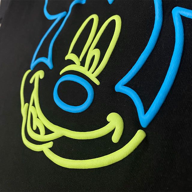 【ベビードール】ミニー 親子お揃い ネオン発泡Tシャツ 9536K / ベビーサイズ キッズ リンクコーデ ペアルック 親子コーデ トップス 半袖 天竺素材 発泡プリント