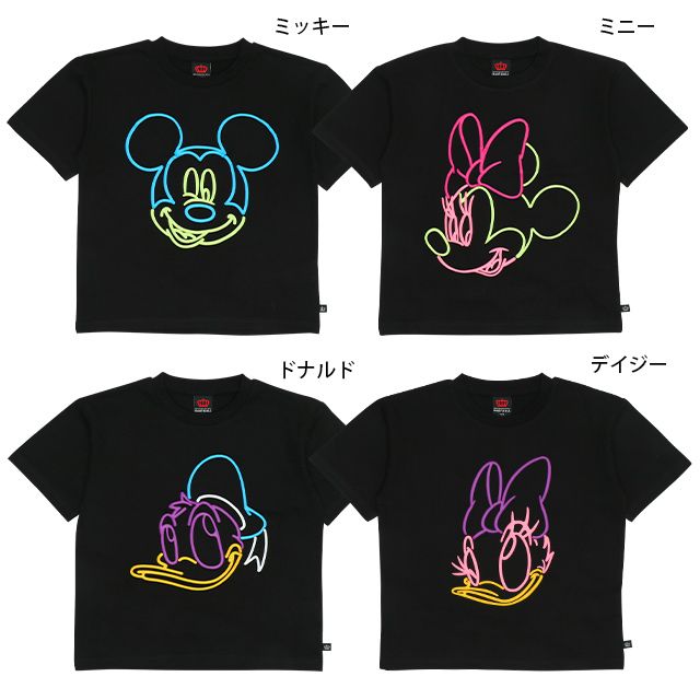 【ベビードール】ミニー 親子お揃い ネオン発泡Tシャツ 9536K / ベビーサイズ キッズ リンクコーデ ペアルック 親子コーデ トップス 半袖 天竺素材 発泡プリント