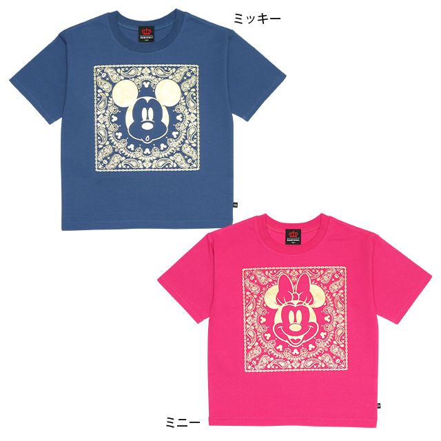 【ベビードール】ミニー 親子お揃い ペイズリー箔風プリントTシャツ 9540K / ベビーサイズ キッズ リンクコーデ ペアルック 親子コーデ トップス 半袖 天竺素材