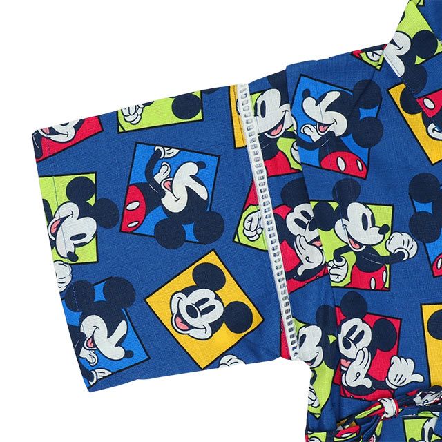 【ベビードール】ミッキー 甚平 上下2点セット 9571K / ベビーサイズ キッズ リンクコーデ ペアルック セットアップ 半袖 半ズボン ハーフパンツ ウエスト総ゴム ゴム穴付 速乾