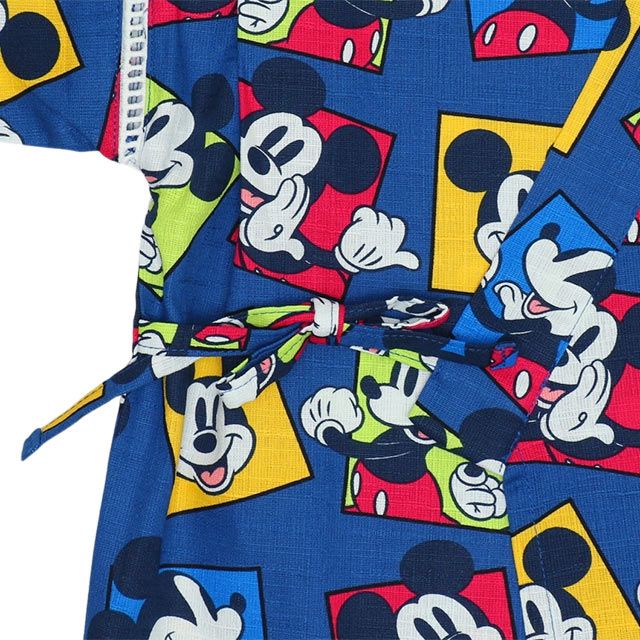 【ベビードール】ミッキー 甚平 上下2点セット 9571K / ベビーサイズ キッズ リンクコーデ ペアルック セットアップ 半袖 半ズボン ハーフパンツ ウエスト総ゴム ゴム穴付 速乾