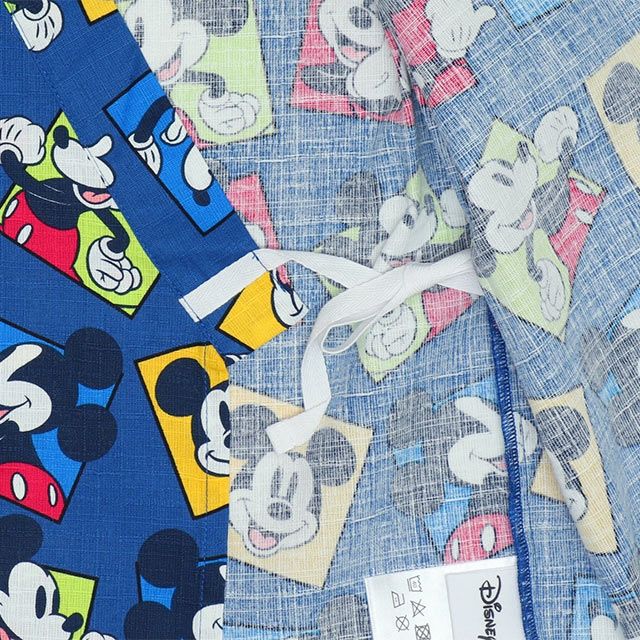 【ベビードール】ミッキー 甚平 上下2点セット 9571K / ベビーサイズ キッズ リンクコーデ ペアルック セットアップ 半袖 半ズボン ハーフパンツ ウエスト総ゴム ゴム穴付 速乾