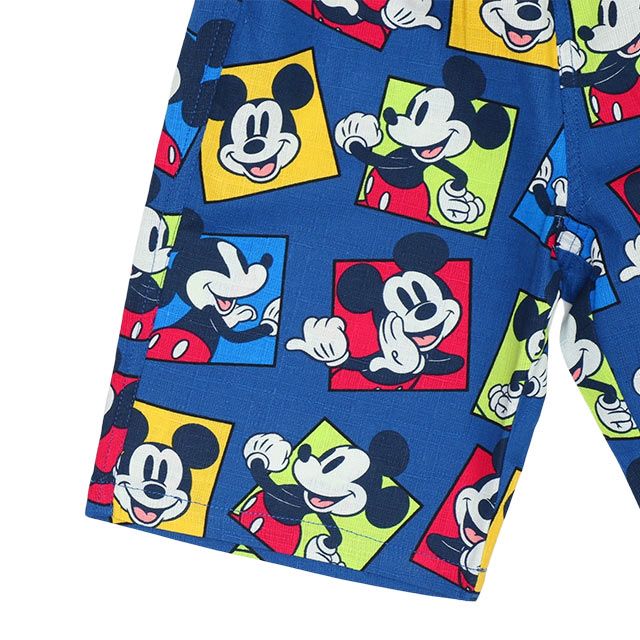 【ベビードール】ミッキー 甚平 上下2点セット 9571K / ベビーサイズ キッズ リンクコーデ ペアルック セットアップ 半袖 半ズボン ハーフパンツ ウエスト総ゴム ゴム穴付 速乾