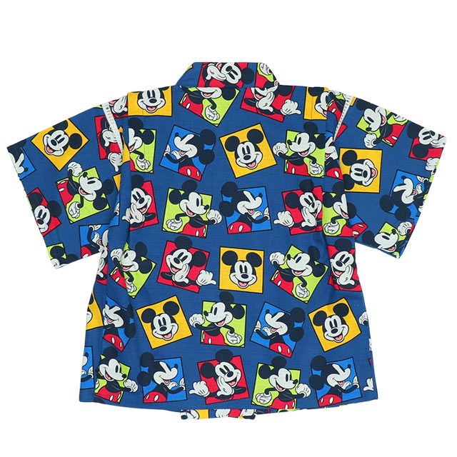 【ベビードール】ミッキー 甚平 上下2点セット 9571K / ベビーサイズ キッズ リンクコーデ ペアルック セットアップ 半袖 半ズボン ハーフパンツ ウエスト総ゴム ゴム穴付 速乾