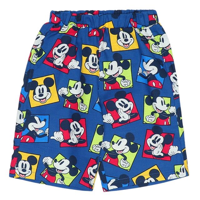 【ベビードール】ミッキー 甚平 上下2点セット 9571K / ベビーサイズ キッズ リンクコーデ ペアルック セットアップ 半袖 半ズボン ハーフパンツ ウエスト総ゴム ゴム穴付 速乾