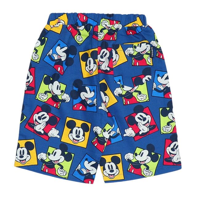 【ベビードール】ミッキー 甚平 上下2点セット 9571K / ベビーサイズ キッズ リンクコーデ ペアルック セットアップ 半袖 半ズボン ハーフパンツ ウエスト総ゴム ゴム穴付 速乾