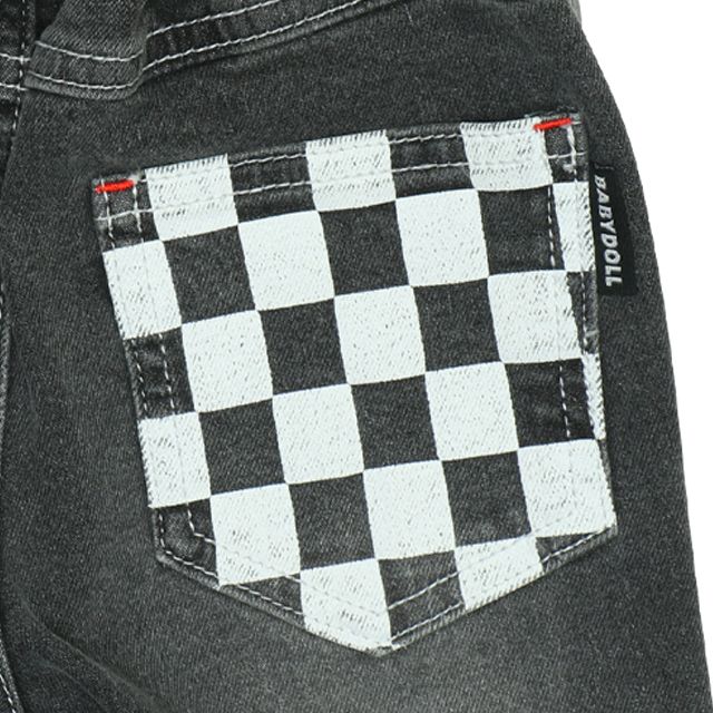 【ベビードール】カーズ ブラックデニムロングパンツ 9608K / ベビーサイズ キッズ ボトム 長ズボン ジーンズ ジーパン ウエスト総ゴム ゴム穴付き ベルトループ フェイクボタン ライトニング・マックィーン