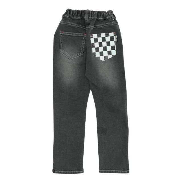 【ベビードール】カーズ ブラックデニムロングパンツ 9608K / ベビーサイズ キッズ ボトム 長ズボン ジーンズ ジーパン ウエスト総ゴム ゴム穴付き ベルトループ フェイクボタン ライトニング・マックィーン