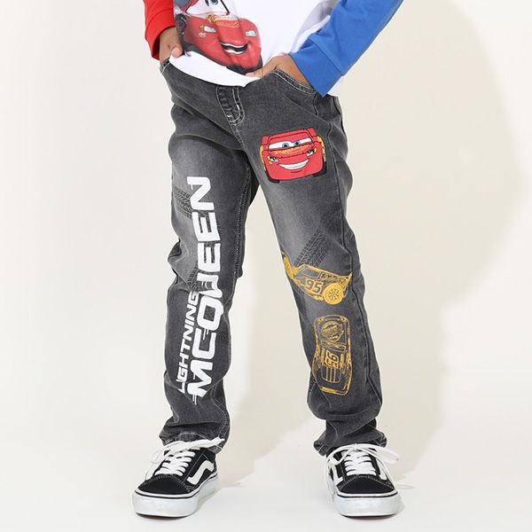 【ベビードール】カーズ ブラックデニムロングパンツ 9608K / ベビーサイズ キッズ ボトム 長ズボン ジーンズ ジーパン ウエスト総ゴム ゴム穴付き ベルトループ フェイクボタン ライトニング・マックィーン