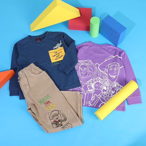 【ベビードール】トイ・ストーリー 親子お揃い ポケットロンT 9615K / ウッディ バズ ベビーサイズ リンクコーデ ペアルック 親子コーデ キッズ トップス 長袖 ロンT 天竺素材