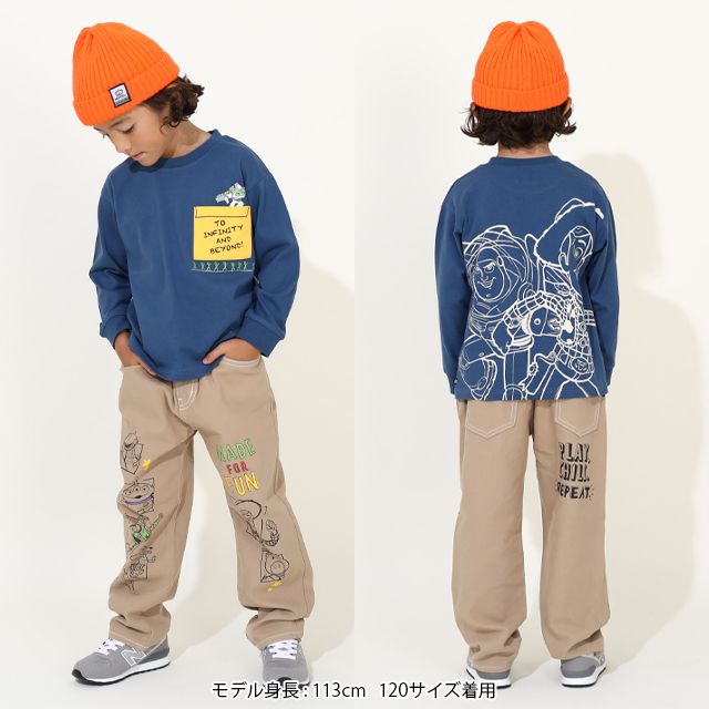 【ベビードール】トイ・ストーリー 親子お揃い ポケットロンT 9615K / ウッディ バズ ベビーサイズ リンクコーデ ペアルック 親子コーデ キッズ トップス 長袖 ロンT 天竺素材