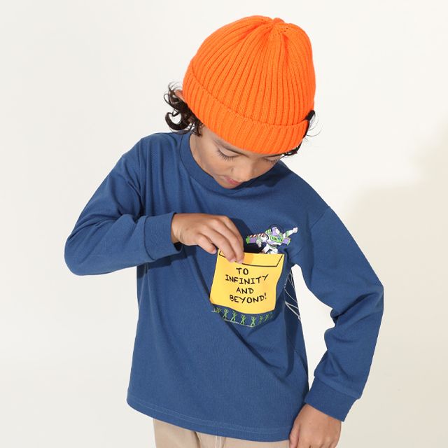 【ベビードール】トイ・ストーリー 親子お揃い ポケットロンT 9615K / ウッディ バズ ベビーサイズ リンクコーデ ペアルック 親子コーデ キッズ トップス 長袖 ロンT 天竺素材