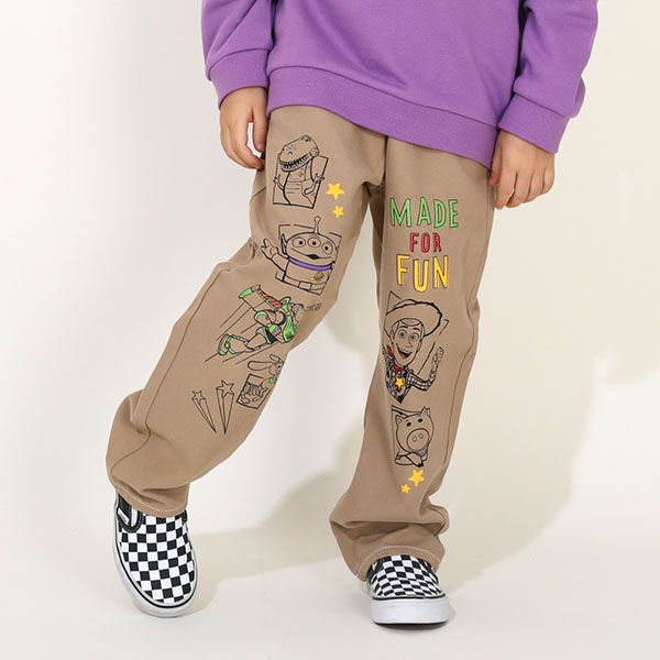 【ベビードール】トイ・ストーリー ストレートロングパンツ 9616K / ベビーサイズ キッズ ボトム 長ズボン ジーンズ ジーパン ウエスト総ゴム ゴム穴付 フェイクボタン ベルトループ ウッディ バズ・ライトイヤー リトルグリーンメン ハム レックス スリンキー・ドッグ