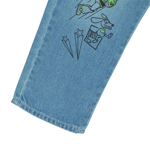 【ベビードール】トイ・ストーリー ストレートロングパンツ 9616K / ベビーサイズ キッズ ボトム 長ズボン ジーンズ ジーパン ウエスト総ゴム ゴム穴付 フェイクボタン ベルトループ ウッディ バズ・ライトイヤー リトルグリーンメン ハム レックス スリンキー・ドッグ