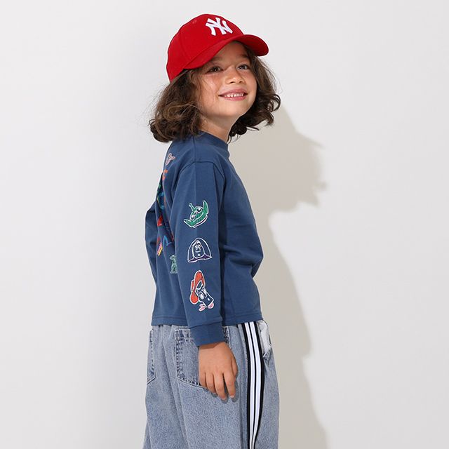 【ベビードール】トイ・ストーリー 親子お揃い 袖ロンT 9618K / ベビーサイズ キッズ トップス 長袖 Tシャツ リンクコーデ ペアルック 親子コーデ ラクガキ風デザイン 天竺素材 スリンキー グリーンアーミーメン