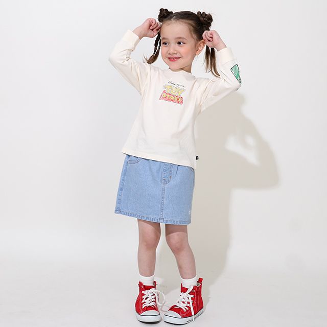 【ベビードール】トイ・ストーリー 親子お揃い 袖ロンT 9618K / ベビーサイズ キッズ トップス 長袖 Tシャツ リンクコーデ ペアルック 親子コーデ ラクガキ風デザイン 天竺素材 スリンキー グリーンアーミーメン