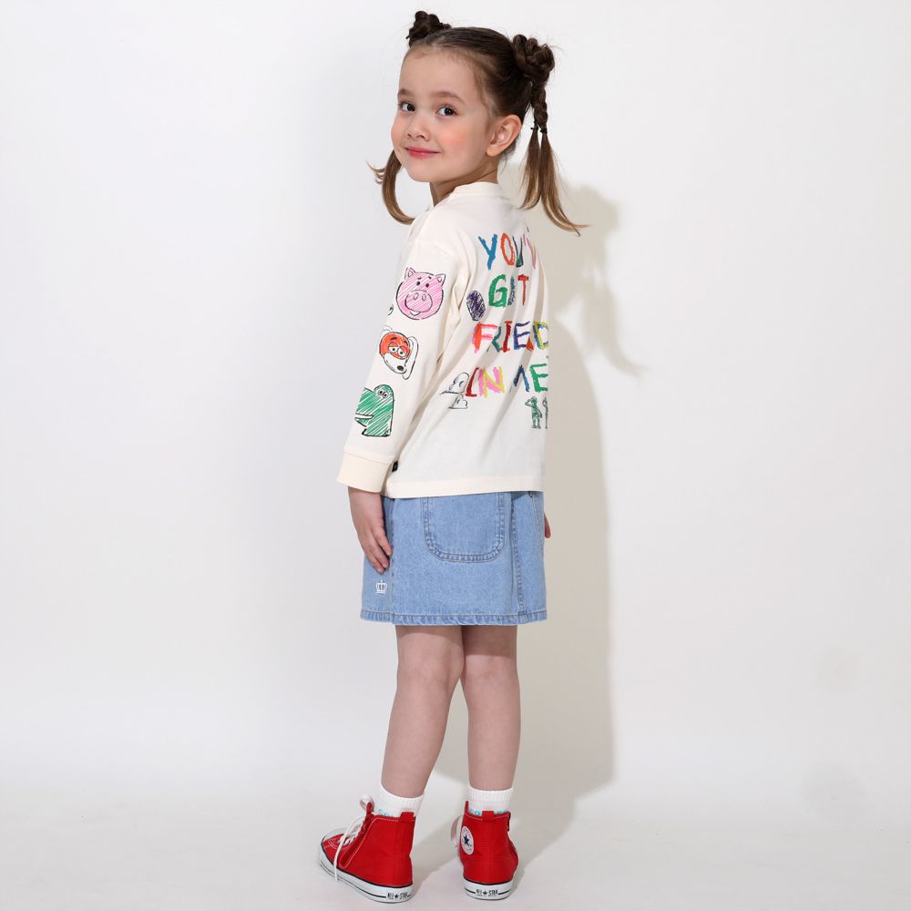 【ベビードール】トイ・ストーリー 親子お揃い 袖ロンT 9618K / ベビーサイズ キッズ トップス 長袖 Tシャツ リンクコーデ ペアルック 親子コーデ ラクガキ風デザイン 天竺素材 スリンキー グリーンアーミーメン