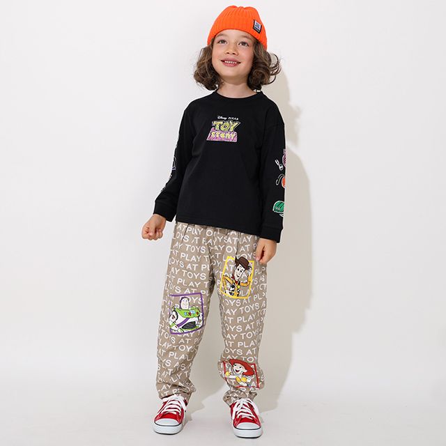 【ベビードール】トイ・ストーリー 親子お揃い 袖ロンT 9618K / ベビーサイズ キッズ トップス 長袖 Tシャツ リンクコーデ ペアルック 親子コーデ ラクガキ風デザイン 天竺素材 スリンキー グリーンアーミーメン