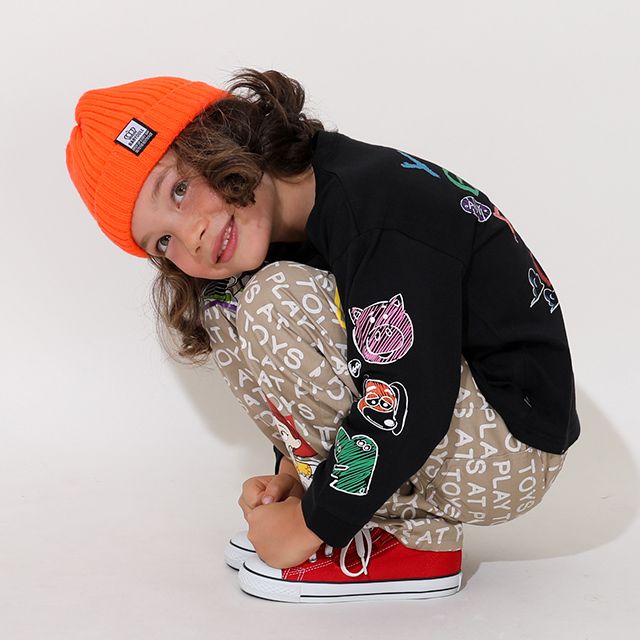 【ベビードール】トイ・ストーリー 親子お揃い 袖ロンT 9618K / ベビーサイズ キッズ トップス 長袖 Tシャツ リンクコーデ ペアルック 親子コーデ ラクガキ風デザイン 天竺素材 スリンキー グリーンアーミーメン