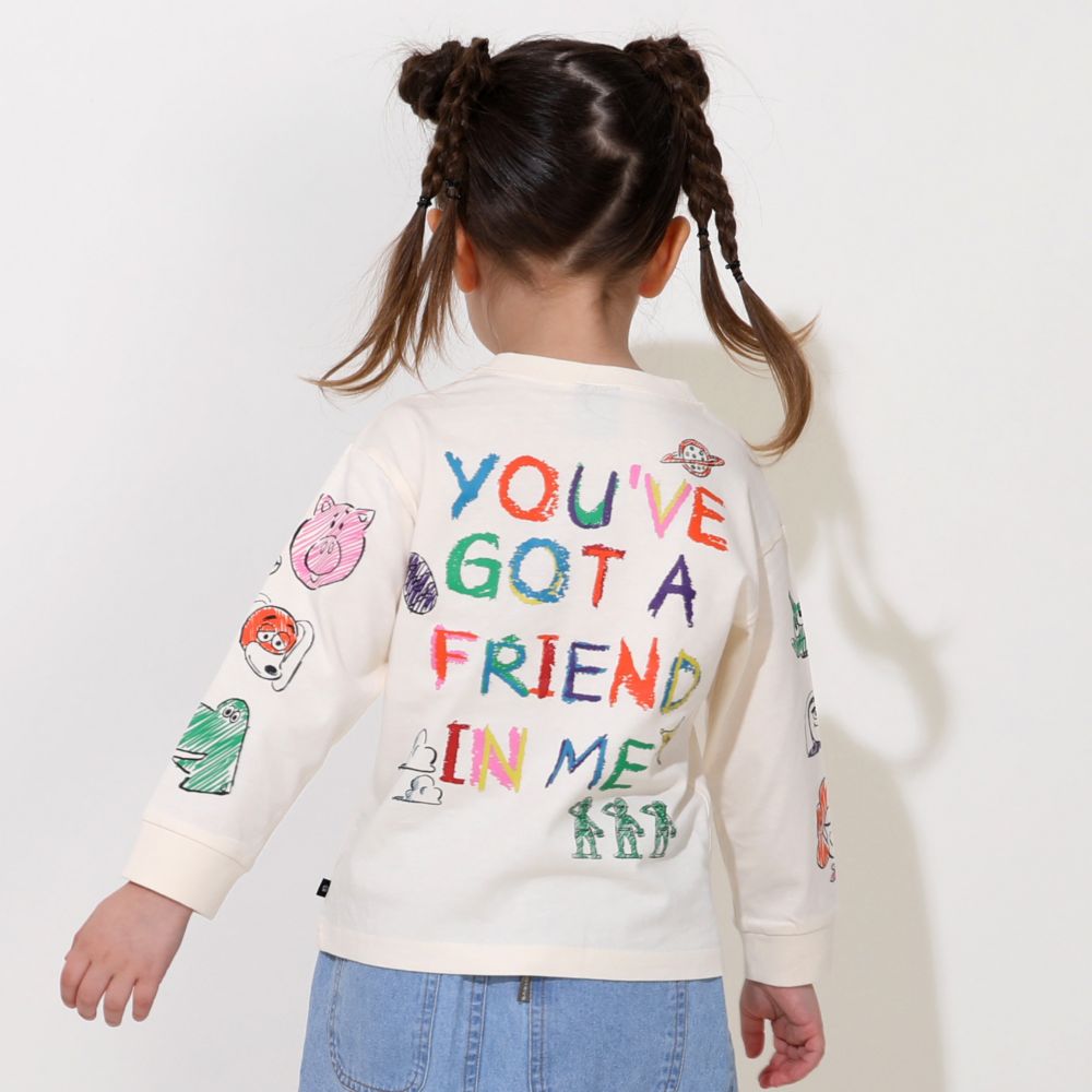 【ベビードール】トイ・ストーリー 親子お揃い 袖ロンT 9618K / ベビーサイズ キッズ トップス 長袖 Tシャツ リンクコーデ ペアルック 親子コーデ ラクガキ風デザイン 天竺素材 スリンキー グリーンアーミーメン
