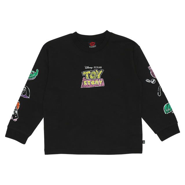 【ベビードール】トイ・ストーリー 親子お揃い 袖ロンT 9618K / ベビーサイズ キッズ トップス 長袖 Tシャツ リンクコーデ ペアルック 親子コーデ ラクガキ風デザイン 天竺素材 スリンキー グリーンアーミーメン