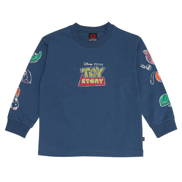 【ベビードール】トイ・ストーリー 親子お揃い 袖ロンT 9618K / ベビーサイズ キッズ トップス 長袖 Tシャツ リンクコーデ ペアルック 親子コーデ ラクガキ風デザイン 天竺素材 スリンキー グリーンアーミーメン