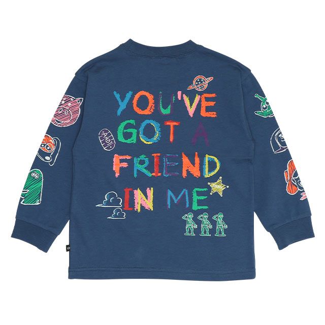 【ベビードール】トイ・ストーリー 親子お揃い 袖ロンT 9618K / ベビーサイズ キッズ トップス 長袖 Tシャツ リンクコーデ ペアルック 親子コーデ ラクガキ風デザイン 天竺素材 スリンキー グリーンアーミーメン