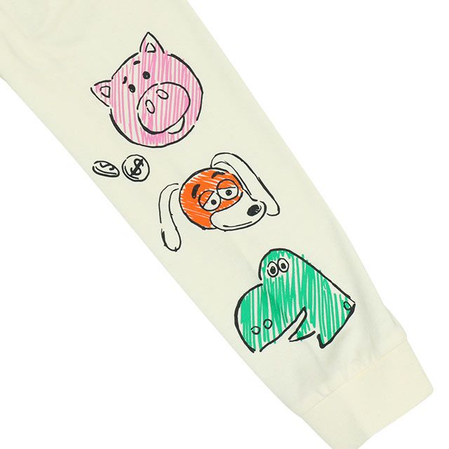 【ベビードール】トイ・ストーリー 親子お揃い 袖ロンT 9618K / ベビーサイズ キッズ トップス 長袖 Tシャツ リンクコーデ ペアルック 親子コーデ ラクガキ風デザイン 天竺素材 スリンキー グリーンアーミーメン